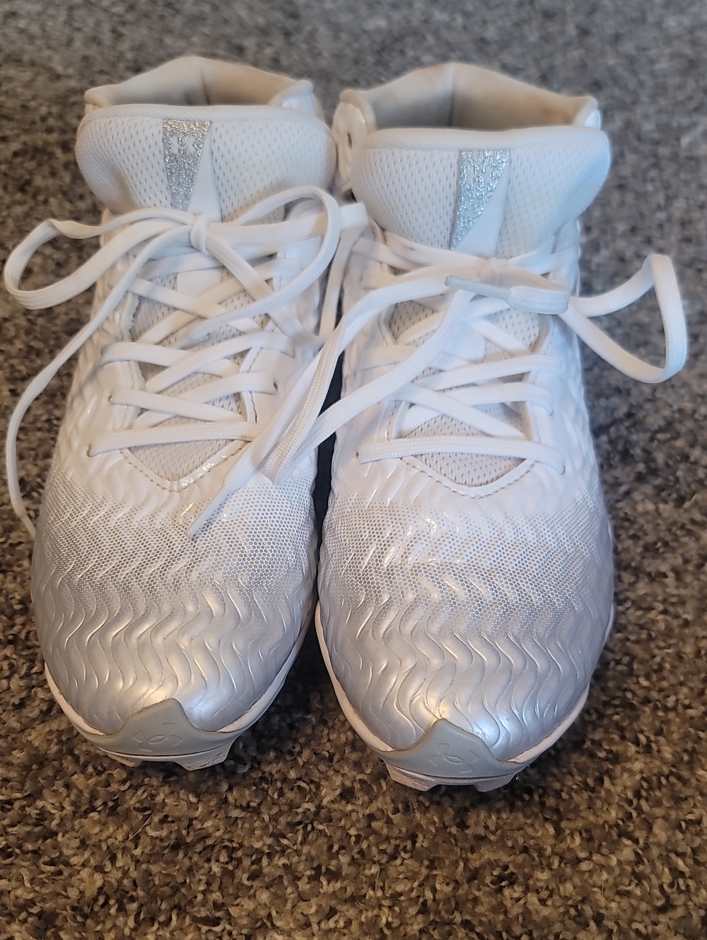 Under Armour White and Silver Kids Athletic Sneakers